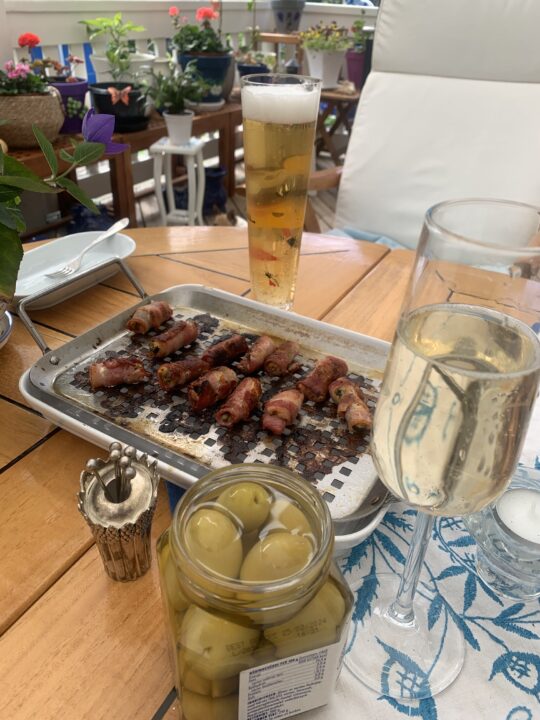 musslor och bacon